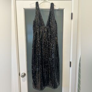 J. Crew Black Sequin Midi Dress